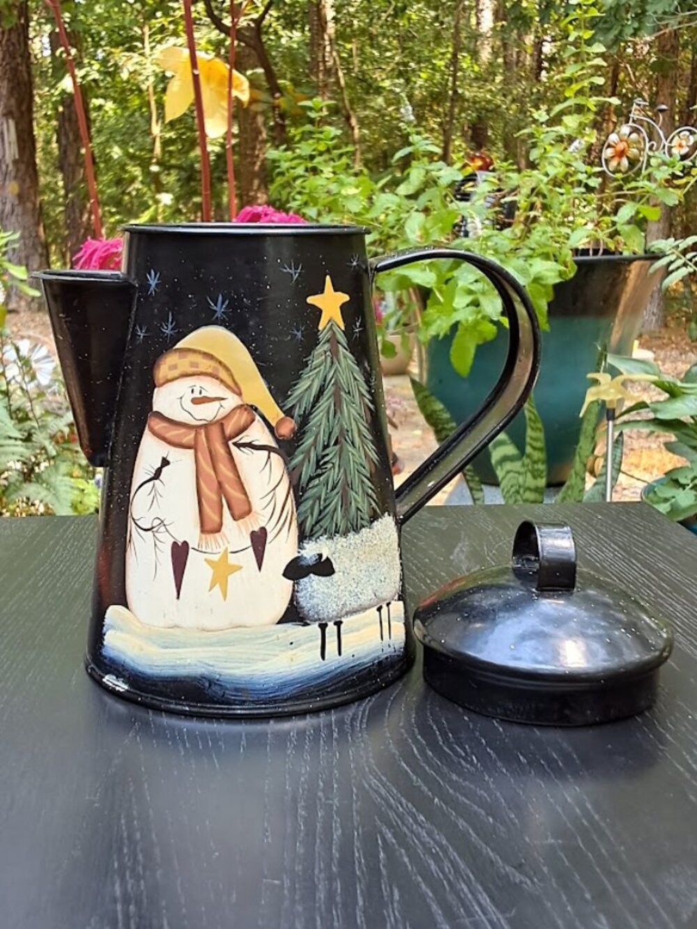 Christmas Snowman Candle Holder. Tea Pot Votive Candleholder By Crazy Mountain